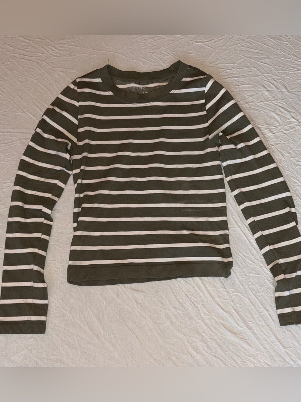 Green/white ribbed long sleeve